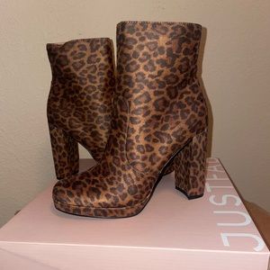 Cheetah print booties